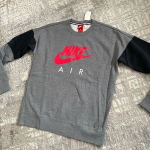 Nike Air crewneck retro 80s 90s style sweater grey hot red pink logo MEDIUM NEW